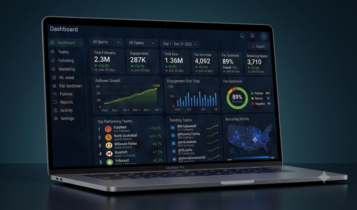 MascotGO Teams dashboard on a laptop